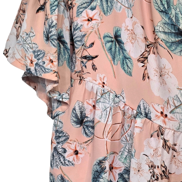 a.n.a A New Approach Pink Flowy Peasant Boho-Style Floral Blouse Lined Size L - Picture 8 of 11